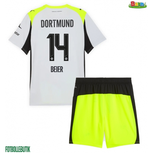 Borussia Dortmund Maximilian Beier #14 Bortaställ Barn 2025-26 Kortärmad (+ Korta byxor)